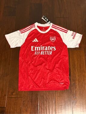 Mens Red & White Home Soccer Jersey - Emirates Fly Better